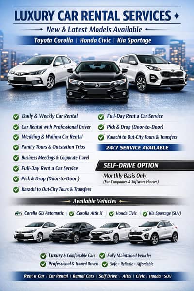 Rent a Car/Rental Cars/Car Rental/Self Drive - Altis/Civic/Honda/SUV