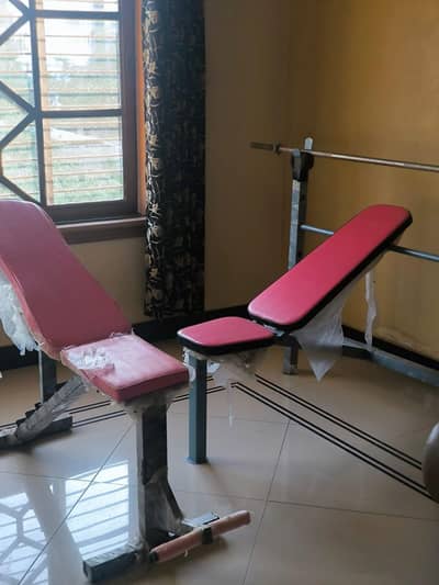 Home Gym Setup for Sale – Bench + Dumbbells + Plates (Good Condition)