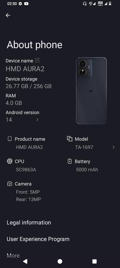 Nokia hmd aura 2.4+4 / 256