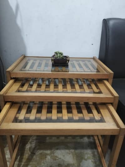 Wooden Glass Top Side Table for Sale