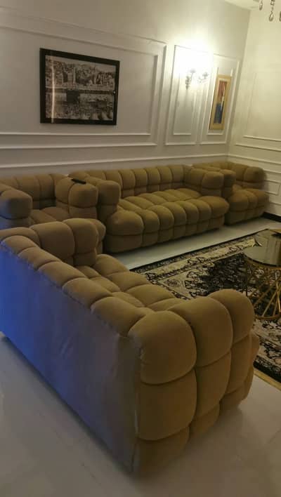 Luxury Tufted Fabric Sofa Set