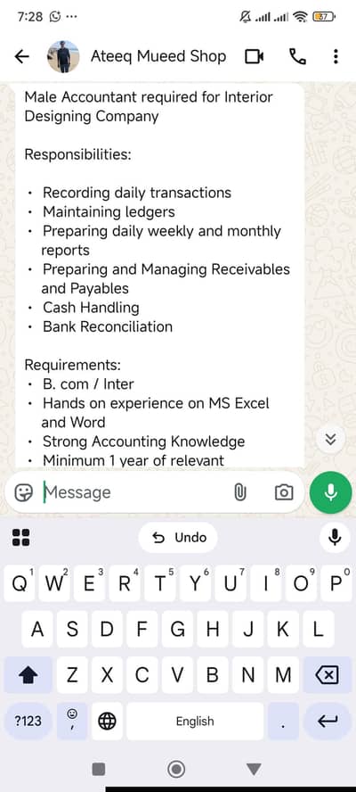 male accountant required