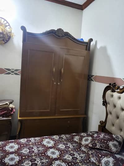 bed with mattress 2 side tables dressing table almari deewan and table