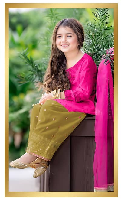 kids Embirorded dress/unstitched dress /New  kids collection l