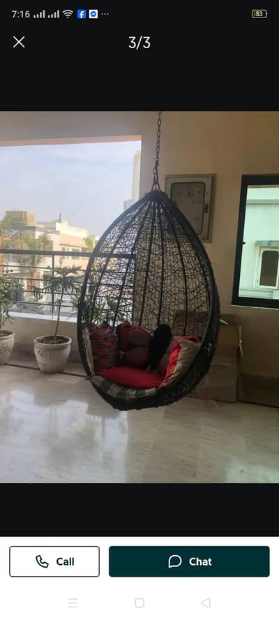 Jhula Chair With Heavy Chain & Cusion
