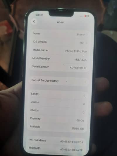 i phone 13 pro mixs 128 GB orgenal bai pas