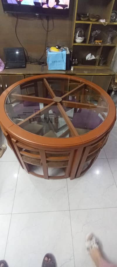 Smart Round Dining Table Six Chairs Size Four Feet