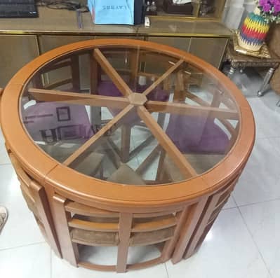 Smart Round Dining Table Six Chairs Size Four Feet