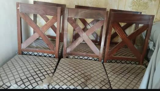 Dining table with 6 chairs.