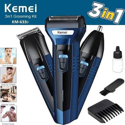 Kemei KM-6330 3 in 1 Hair Trimmer Grooming Kit for Men