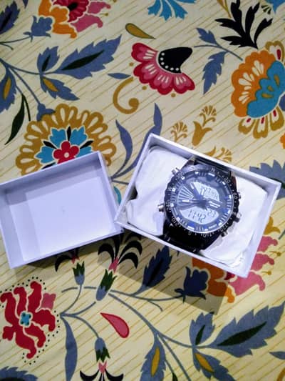 50% off on Premium Black Leather Dual Dial Men's Watch