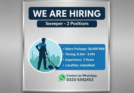 Safai ke kam ke liye Sweeper  ki zarurat hai