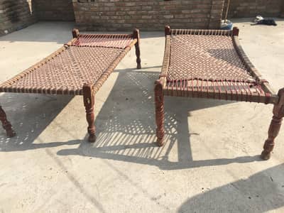 2 Wooden Charpai home made  Good size and condition.