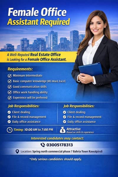 Female Office Assistant Required