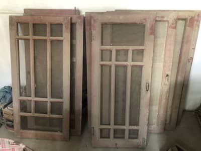 Wooden windows with glass and net for sale