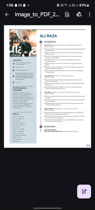 A. salaam I'm A  junior sou chef in eggspectation