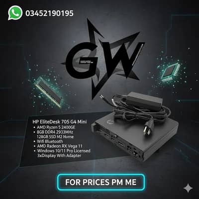 Budget Deals HP EliteDesk 705G4 Mini Pc Ryzen 5 2400GE Rx Vega11 GPU