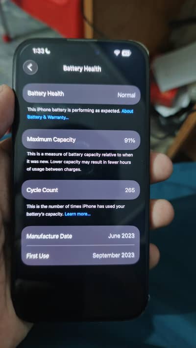 iPhone 15 pro 128 gb , 91 health for sell