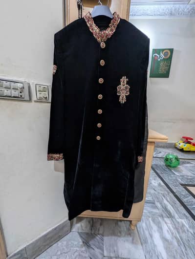 Velvet Sherwani with Khussa