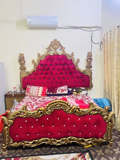 king size bed with mattress and side tables