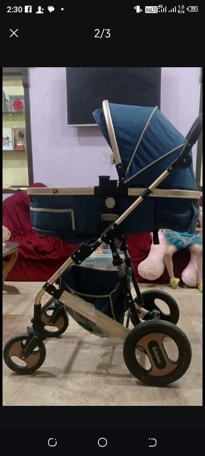 Baby Pram Imported  Blue Colour Neat And Clean 10/10