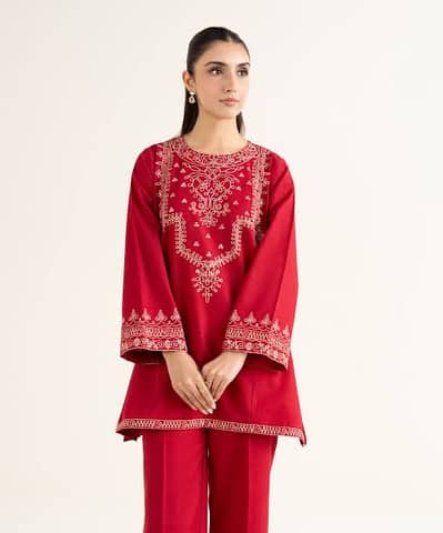 EMBROIDERED KHADDAR SMALL SHIRT ( trousers available)