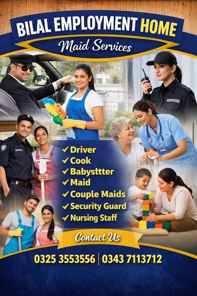 Maids / House Maids / cook / House chef / Baby Sitter maid available