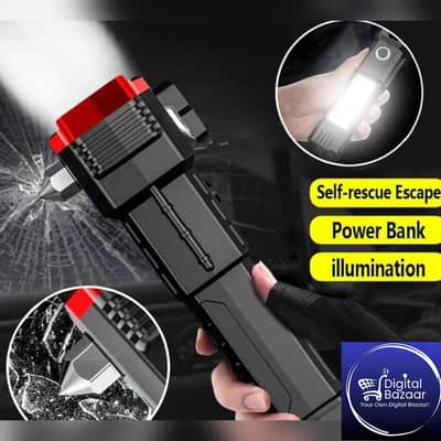 Durable Plastic Flash Light With Safety Hammer