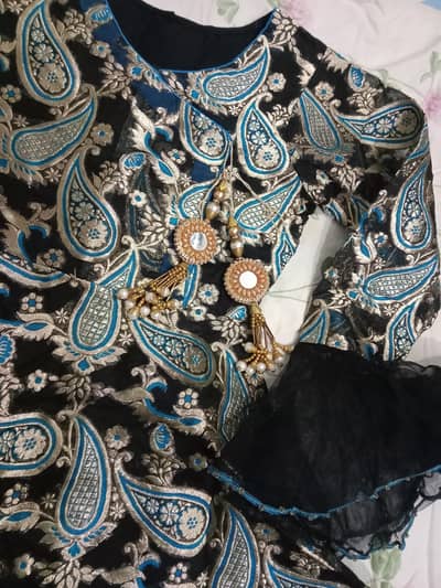 angrakha frok with pent trouser and dupatta