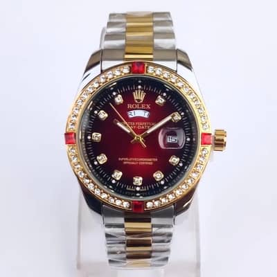 Luxury Men’s Classic Stainless Steel Wrist Watch with Stones