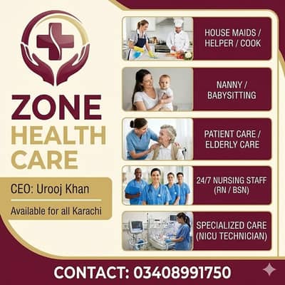 House maids / Maid / Nanny / Helper / Cook / Patient care / nurse