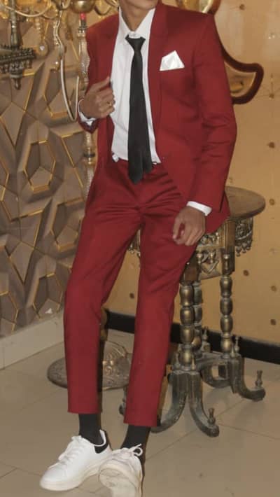 Formal 2 piece suit in burgundy color