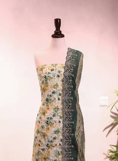 Bin Saeed Digital Embroidered Lawn 3 Piece Unstitched Suit