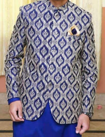 Luxury Royal Blue Prince Coat  | Size Large|