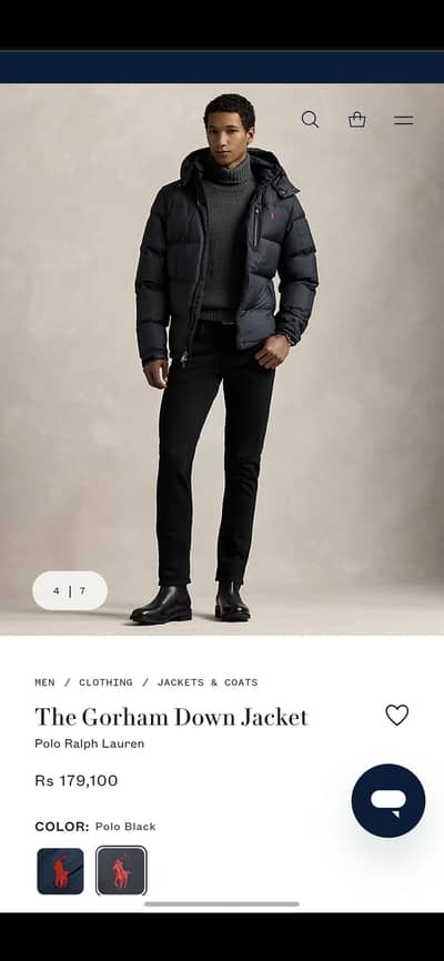 Polo Ralph Lauren The Gorham Down Jacket(Black)Large Size