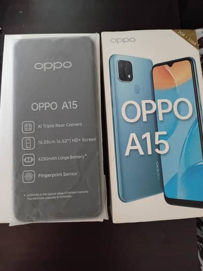 Oppo A15 mobile phone with box and accessories