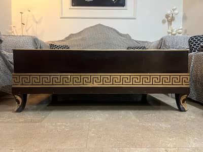 wooden Centre Table Brown With Golden Boarder