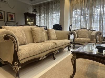 Solid Wood 8 seater sofa with tables