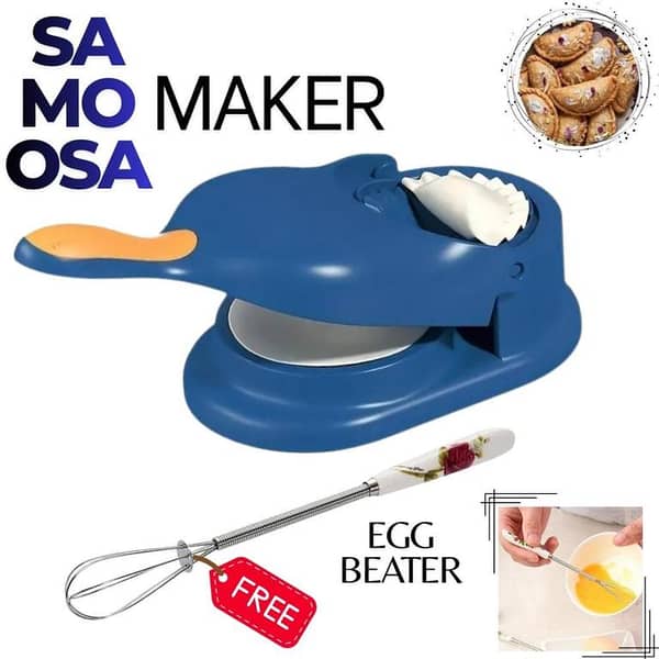 Samosa & Pastry Dough Maker 2 In 1 Dumpling Press Machine & Free Gift Egg Beater