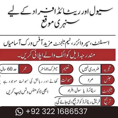 Retired/Civil Required For Office Work ||  In Rawalpindi