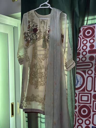 Almirah 3 pc block print with embroidery