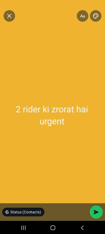2 Riders ki urgent zrorat hai location central park lahore