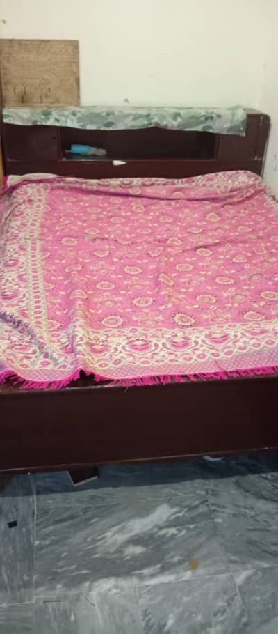 PURE WOODEN BED WITH MATTRESS