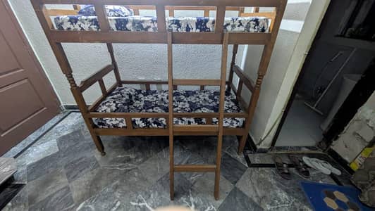 Solid Wooden Bunk Bed with 2 mattresses for Sale - Excellent Condition
