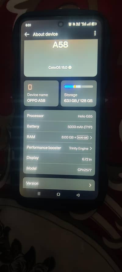 oppo a58 (8/128) 5000mah battery  out class phone battery