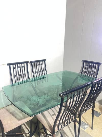 Glass dining table and 6 chairs