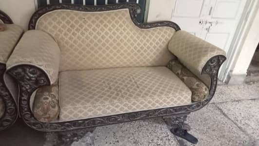 3 Piece Sofa Set for Sale – Solid Wood, Good Condition
