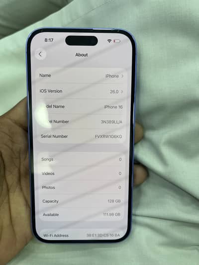 Iphone 16 128gb jv blue clr sealed