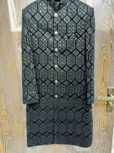 velvet black sherwani