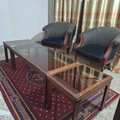 One centre table with two side tables